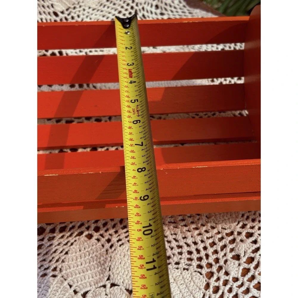 Vintage Wooden Pumpkin  Slat Basket Orange Treats Decor Halloween